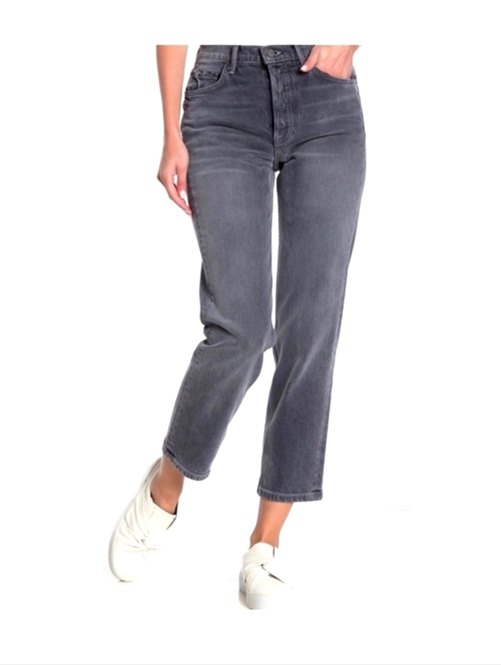 GRLFRND Helena Straight Leg Jeans Gray Wash Size 26 Sample NWT High Rise Premium